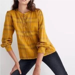 Faherty Yellow Casual Button Down Shirt NEW women’s size small